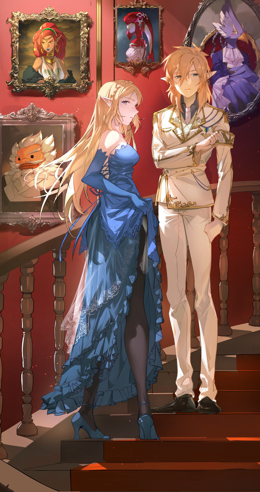 link, princess zelda, mipha, urbosa, revali, and 1 more (the legend of zelda and 1 more) drawn by kai_(aryp3737)