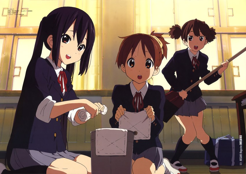 nakano azusa, hirasawa ui, and suzuki jun (k-on! and 2 more) drawn by horiguchi_yukiko