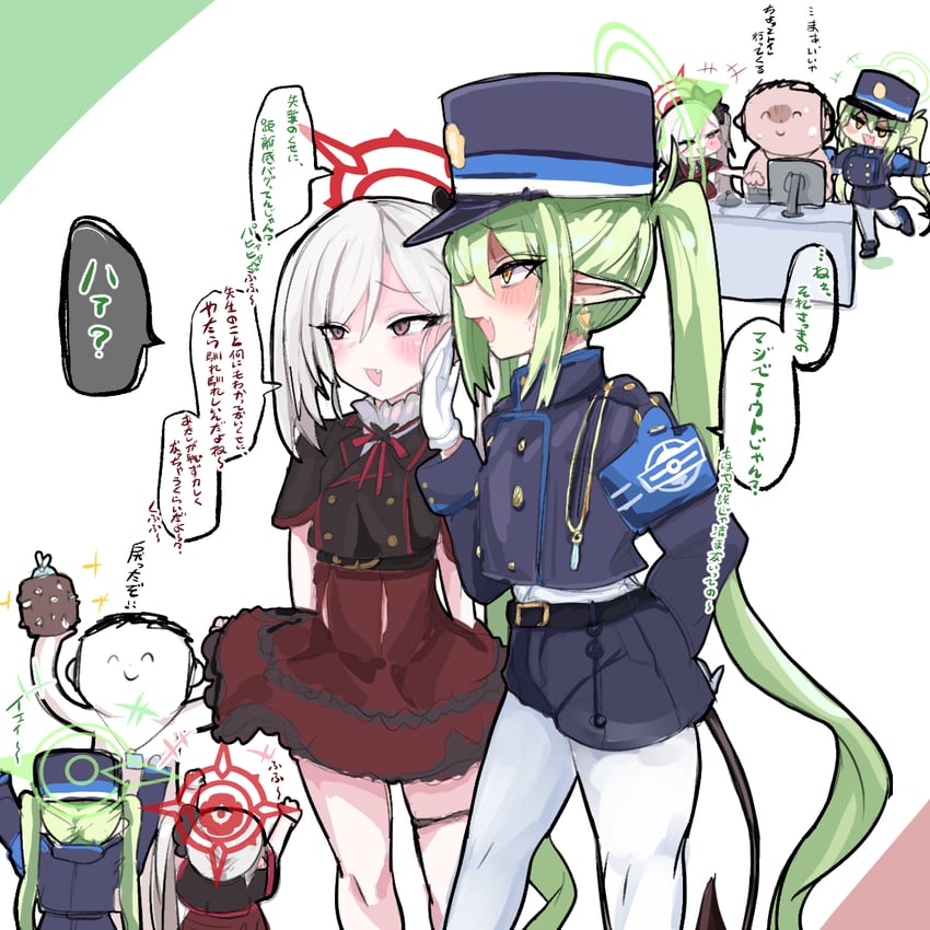 sensei, doodle sensei, mutsuki, and nozomi (blue archive) drawn by shiming_liangjing