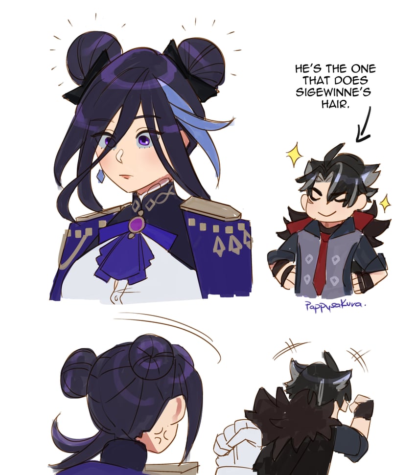 clorinde and wriothesley (genshin impact) drawn by saku_(ladyfubuki)