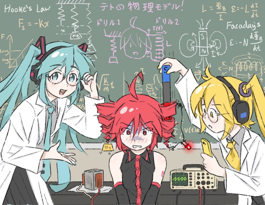 hatsune miku, kasane teto, and akita neru (vocaloid and 2 more) drawn by truffleduster