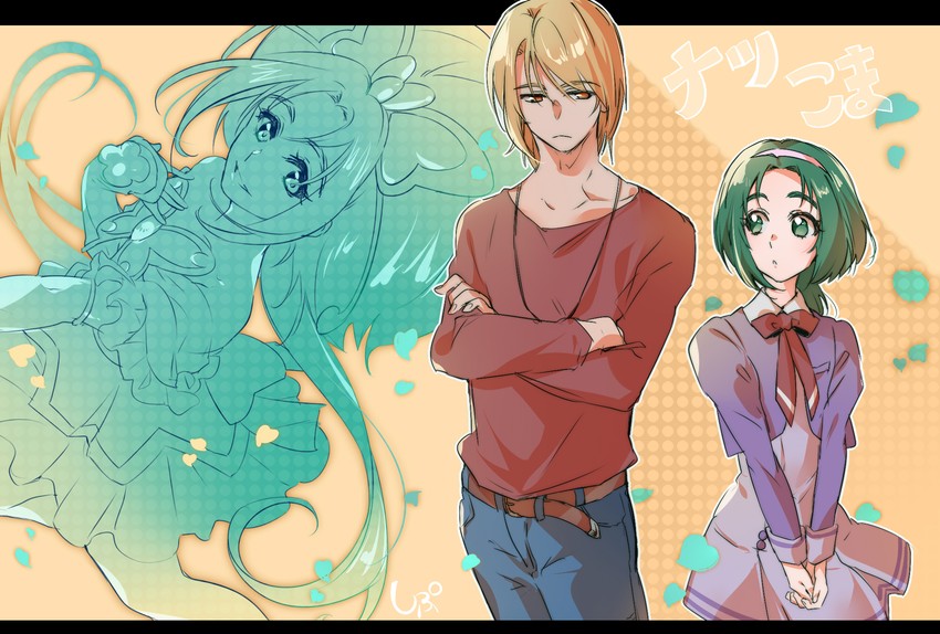 akimoto komachi, cure mint, nuts, and natsu (precure and 1 more) drawn by shipu_(gassyumaron)