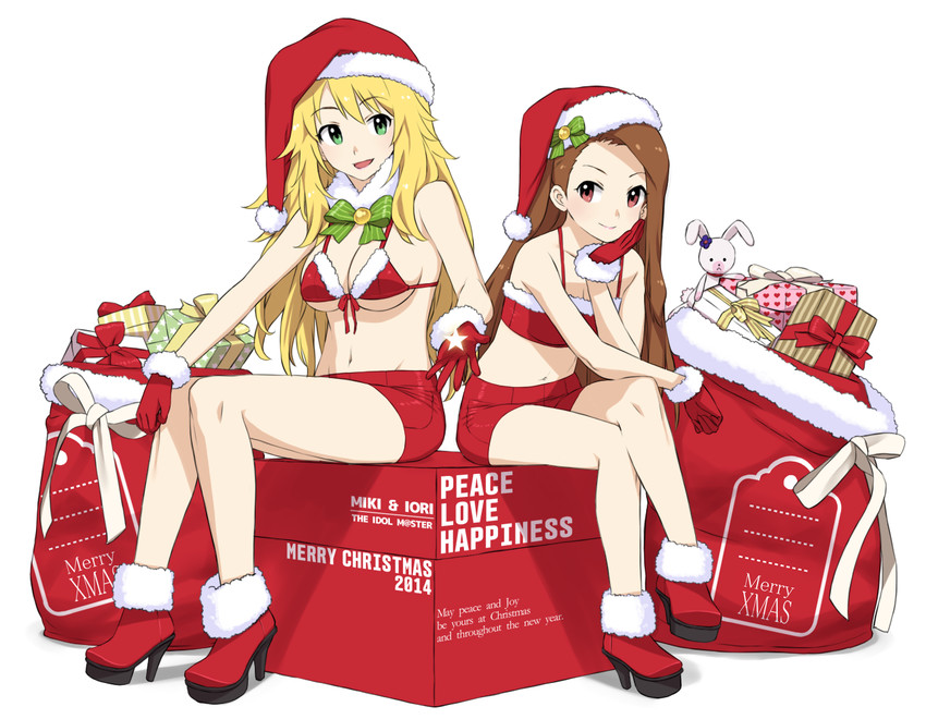 hoshii miki, minase iori, and usa-chan (idolmaster) drawn by hisakawa_riho