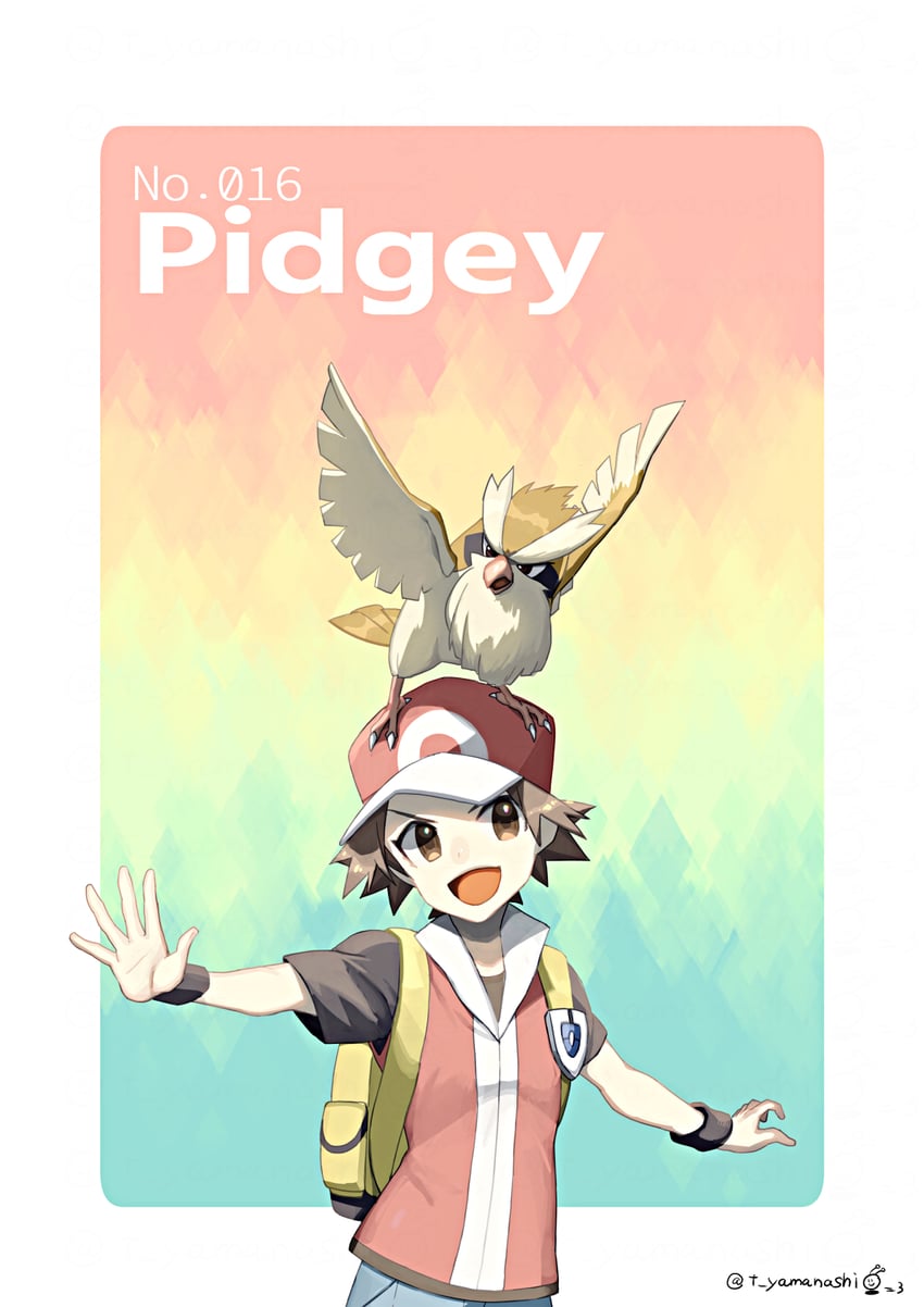 red and pidgey (pokemon and 1 more) drawn by yamanashi_taiki