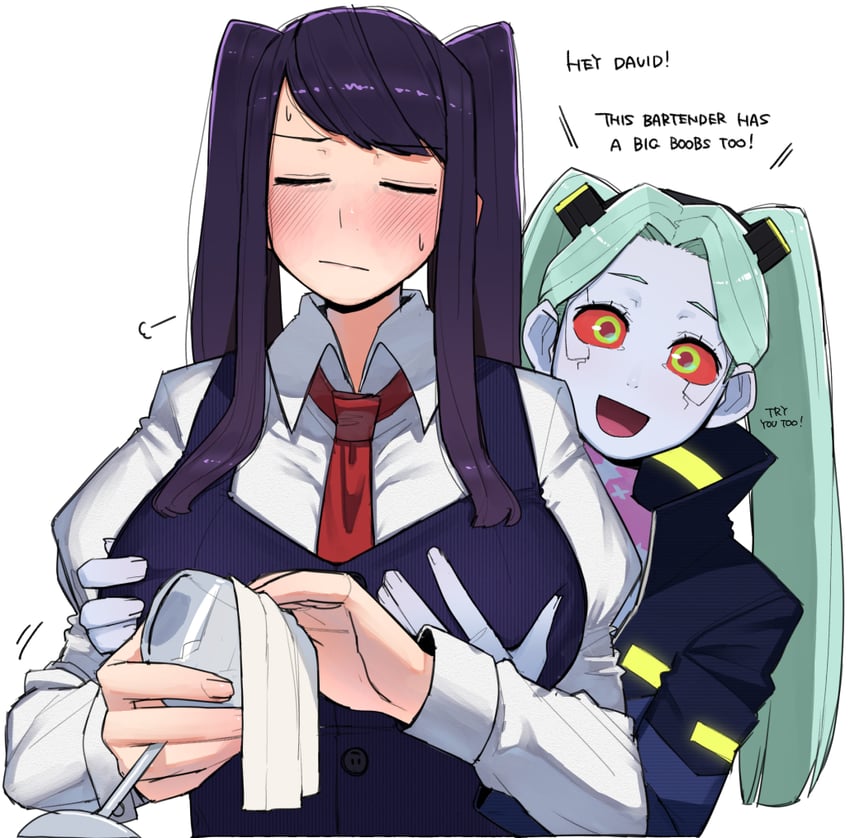rebecca and jill stingray (cyberpunk and 2 more) drawn by ohasi