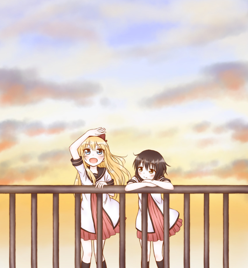 toshinou kyouko and funami yui (yuruyuri) drawn by show_(electricalsalt)