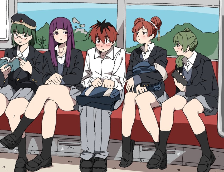 fern, ubel, stark, laufen, and continental magic association receptionist (sousou no frieren) drawn by perutore
