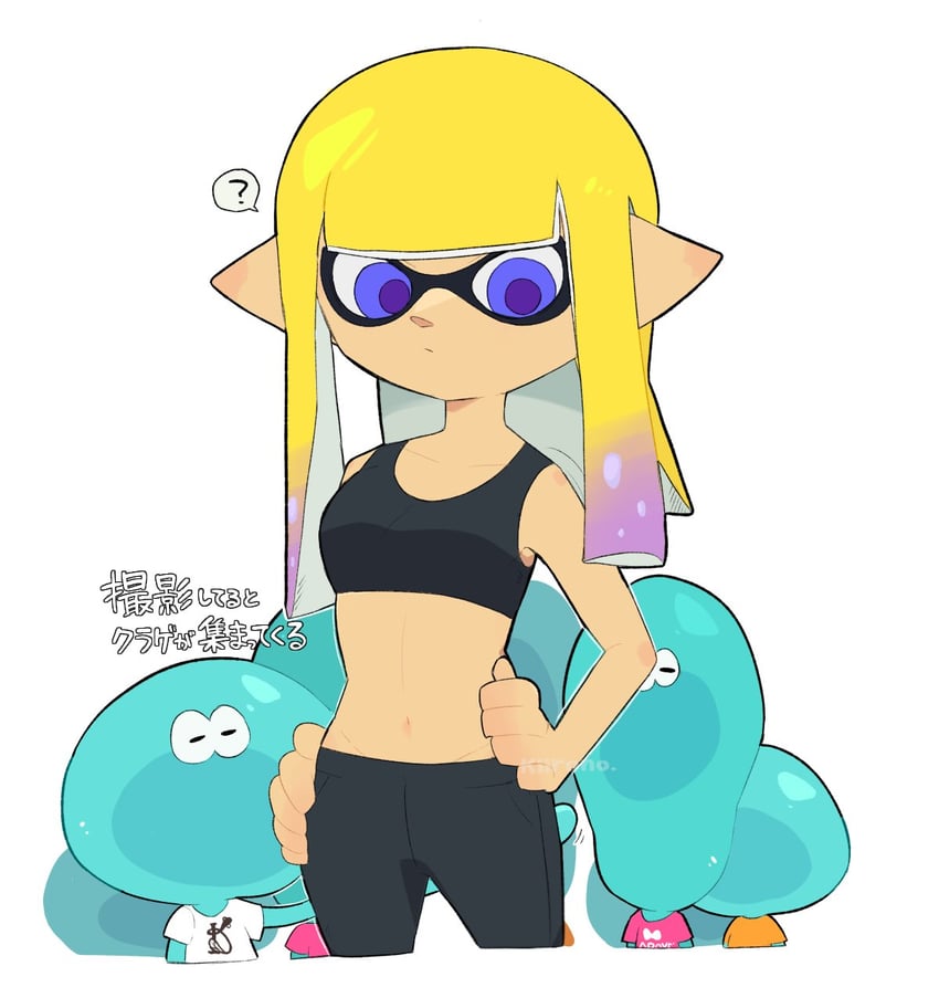inkling player character, inkling girl, and jellyfish (splatoon and 1 more) drawn by kiirono