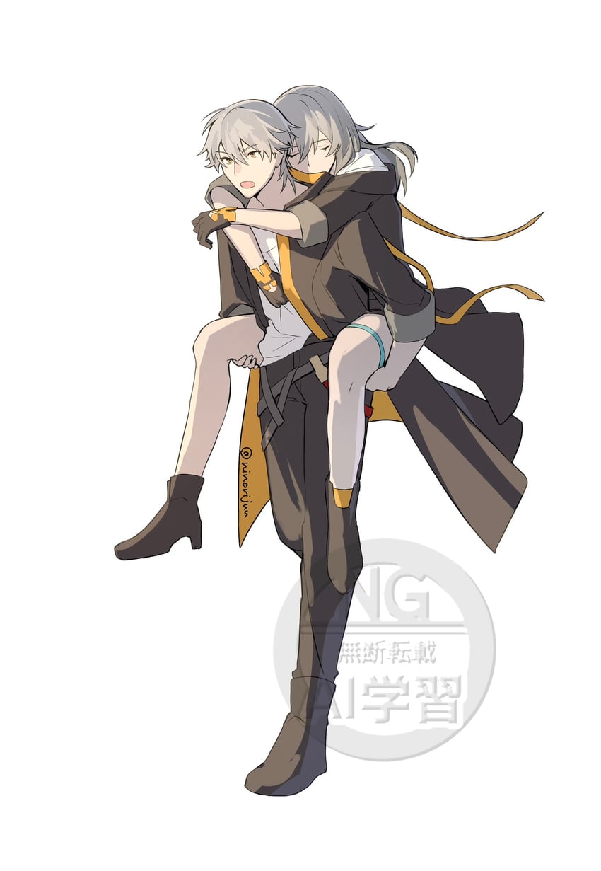 trailblazer, stelle, and caelus (honkai and 1 more) drawn by ninorijuu