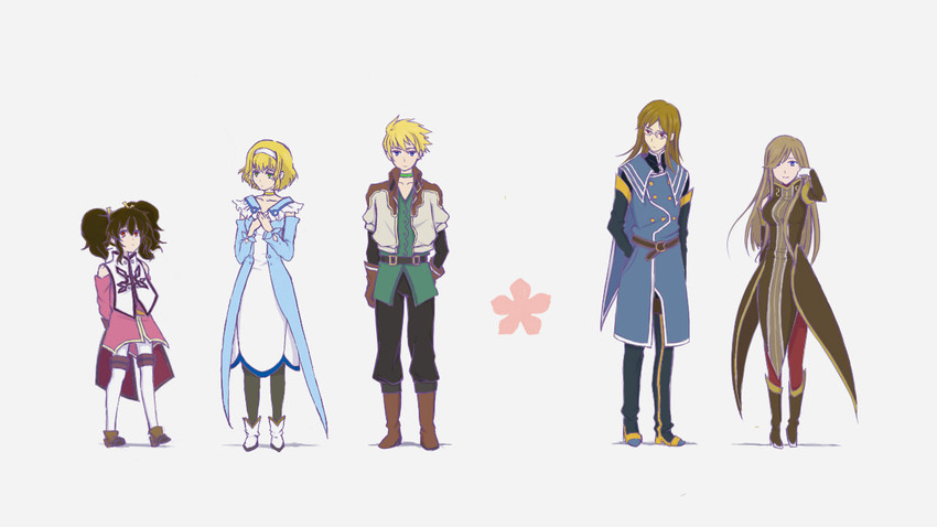 tear grants, anise tatlin, natalia luzu kimlasca lanvaldear, jade curtiss, tokunaga, and 1 more (tales of and 2 more) drawn by konnkon