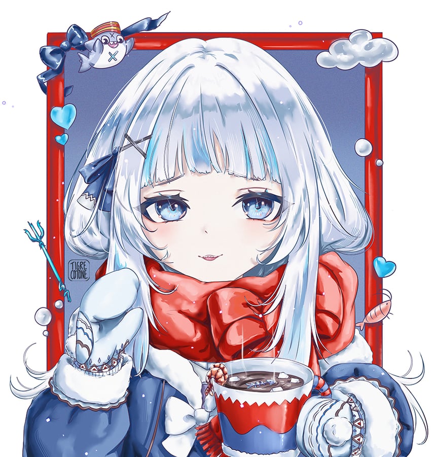 gawr gura, bloop, and ebi-chan (hololive and 1 more) drawn by tigre_cotone