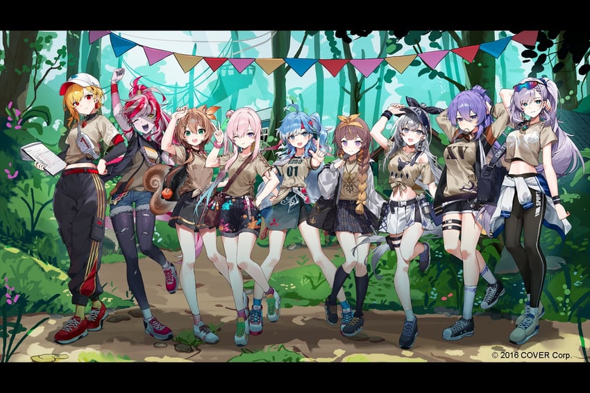 kureiji ollie, moona hoshinova, pavolia reine, kaela kovalskia, ayunda risu, and 4 more (hololive and 1 more) drawn by cahangonn