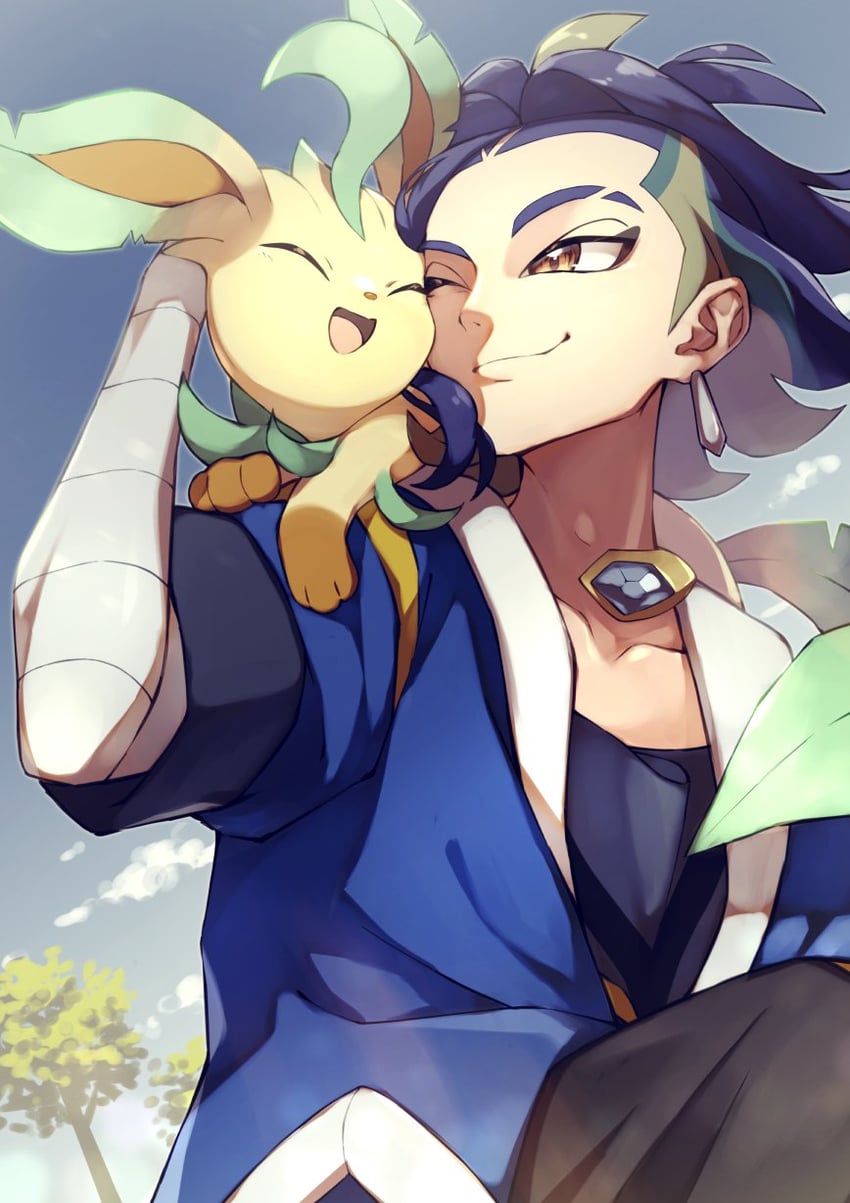 leafeon and adaman (pokemon and 1 more) drawn by rindoriko