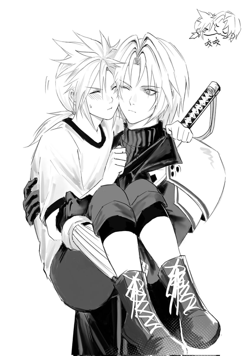 cloud strife and sephiroth (final fantasy and 3 more) drawn by ynaqq