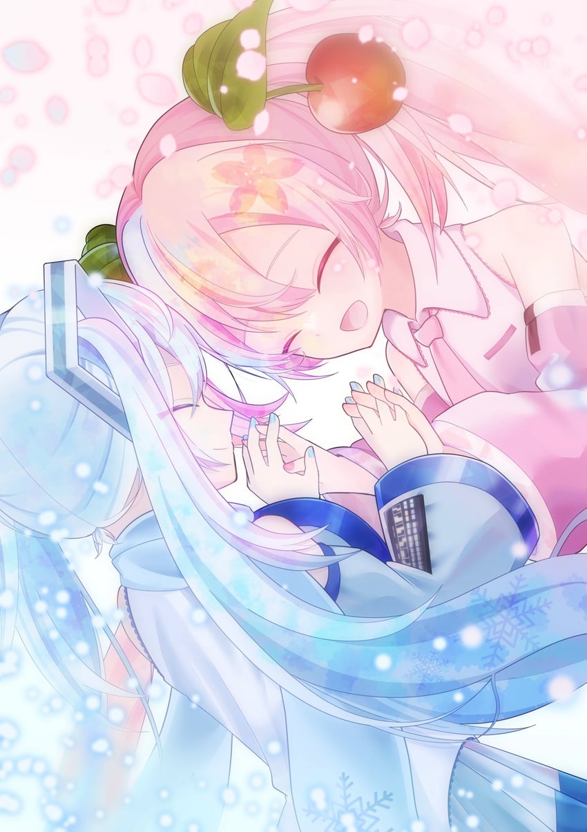 hatsune miku, yuki miku, and sakura miku (vocaloid) drawn by inari_enishi