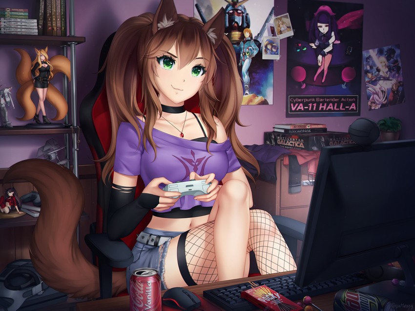 tohsaka rin, rx-78-2 gundam, and jill stingray (original and 7 more) drawn by gigamessy