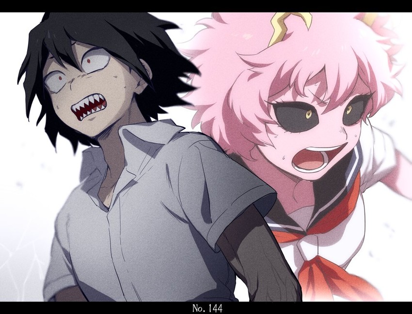 ashido mina and kirishima eijiro (boku no hero academia) drawn by maneki-neko_(fujifuji)