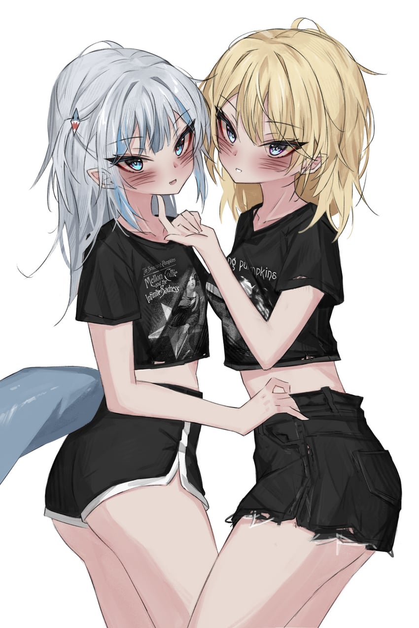gawr gura and watson amelia (hololive and 2 more) drawn by akarinnndesu