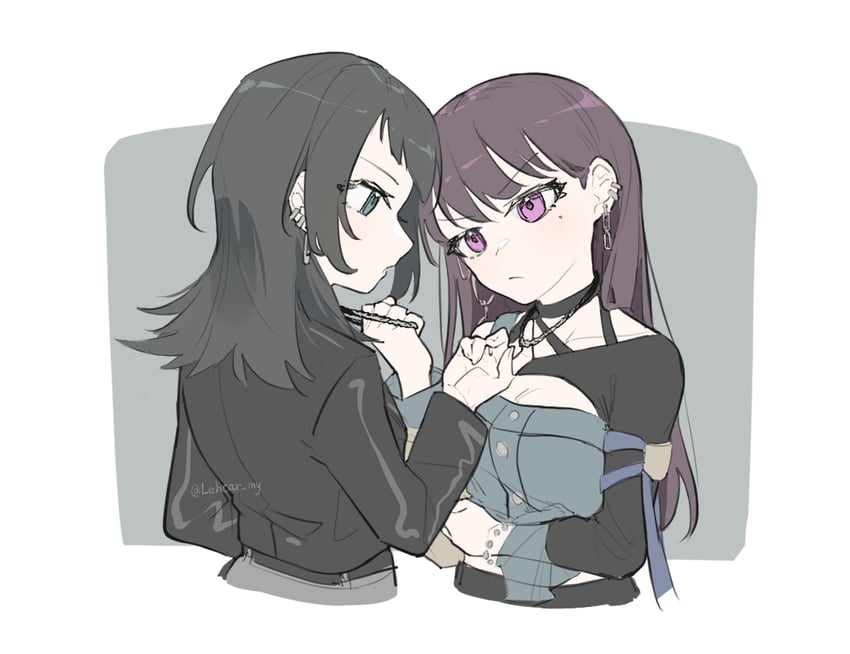 shiina taki and yahata umiri (bang dream! and 1 more) drawn by lehcar