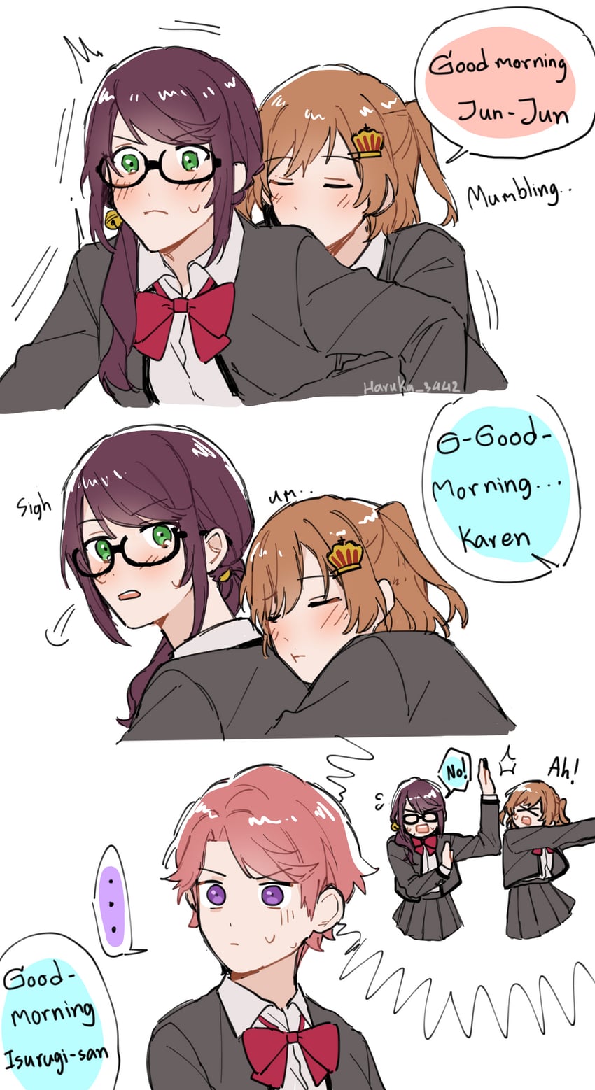 aijou karen, hoshimi junna, and isurugi futaba (shoujo kageki revue starlight) drawn by haruka_3442