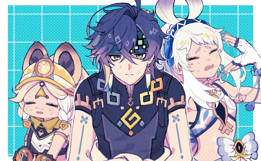 mualani, kinich, and kachina (genshin impact) drawn by candy_0229