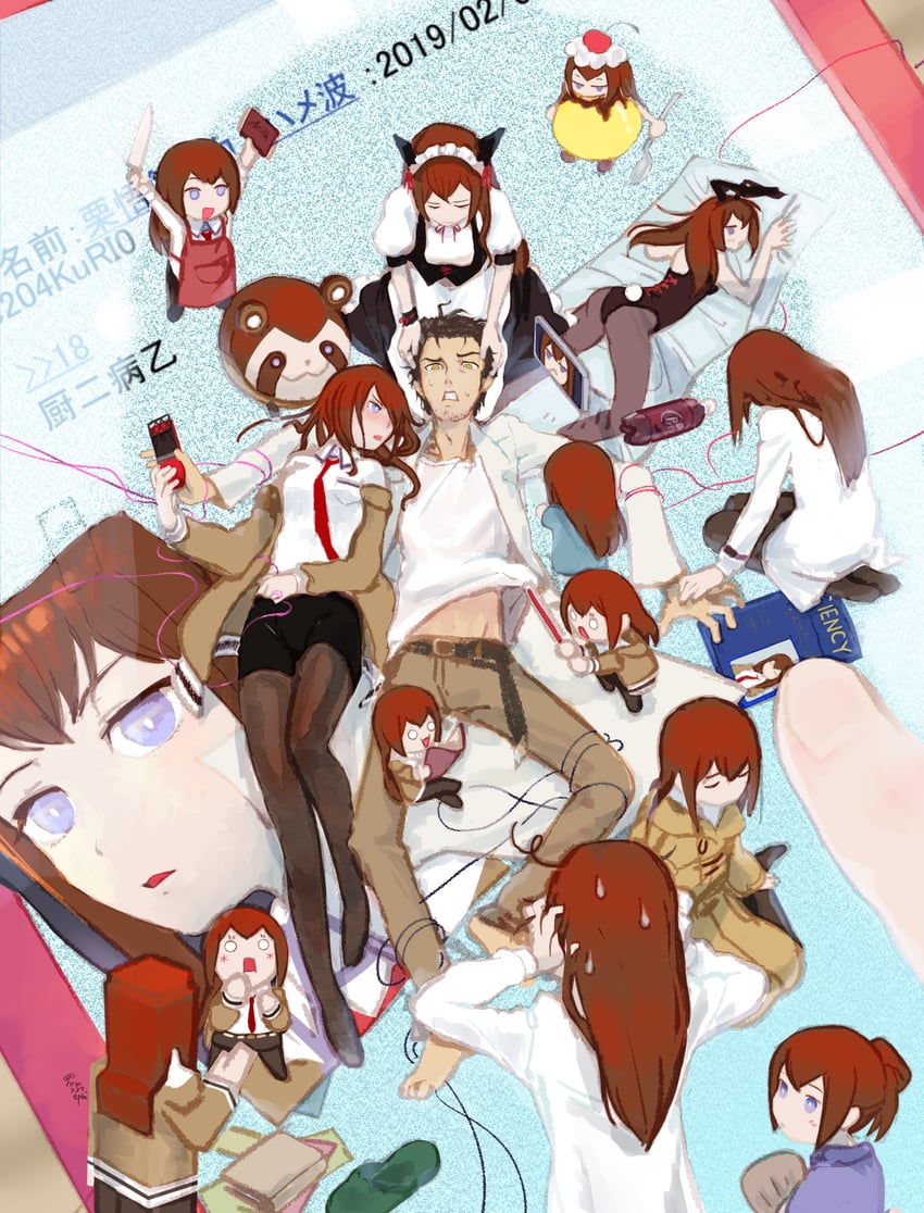 makise kurisu and okabe rintarou (steins;gate) drawn by sibarue