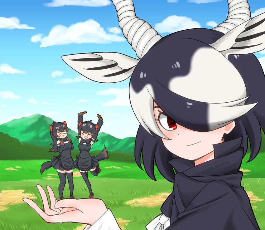 australian devil, tasmanian devil, and blackbuck (kemono friends and 1 more) drawn by pon1006mrn