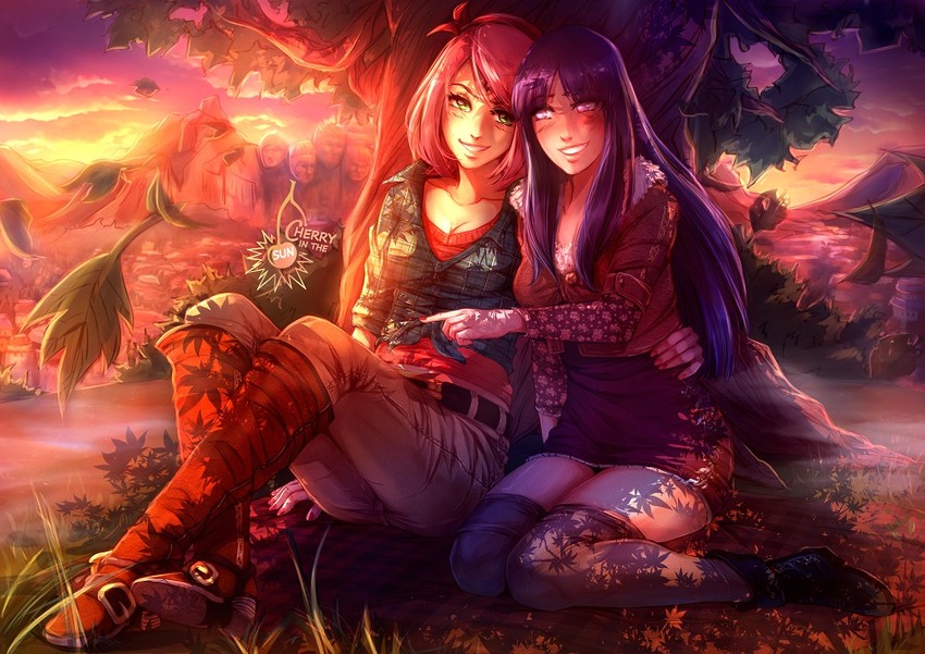 haruno sakura and hyuuga hinata (naruto) drawn by cherry_in_the_sun