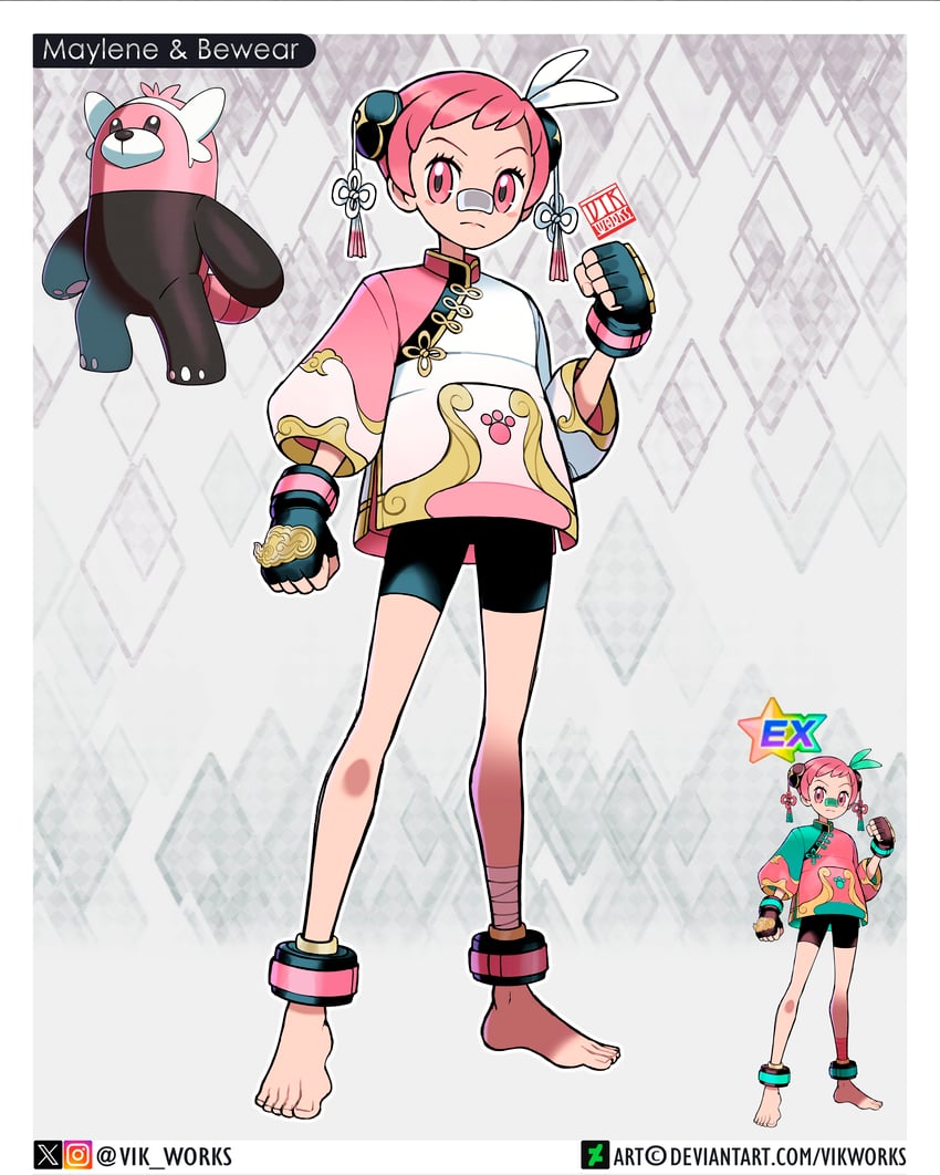 bewear and maylene (pokemon and 1 more) drawn by vikthor01