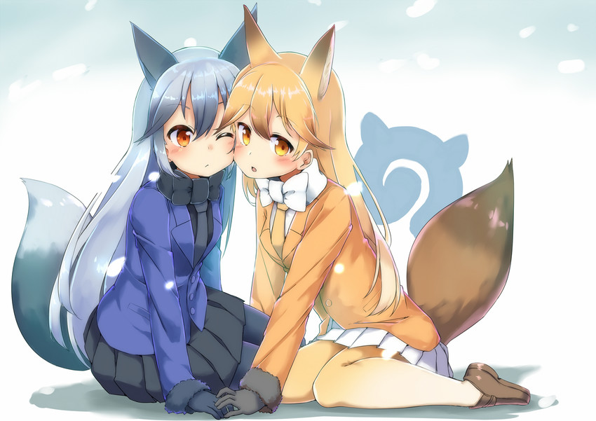 silver fox and ezo red fox (kemono friends) drawn by sekira_ame