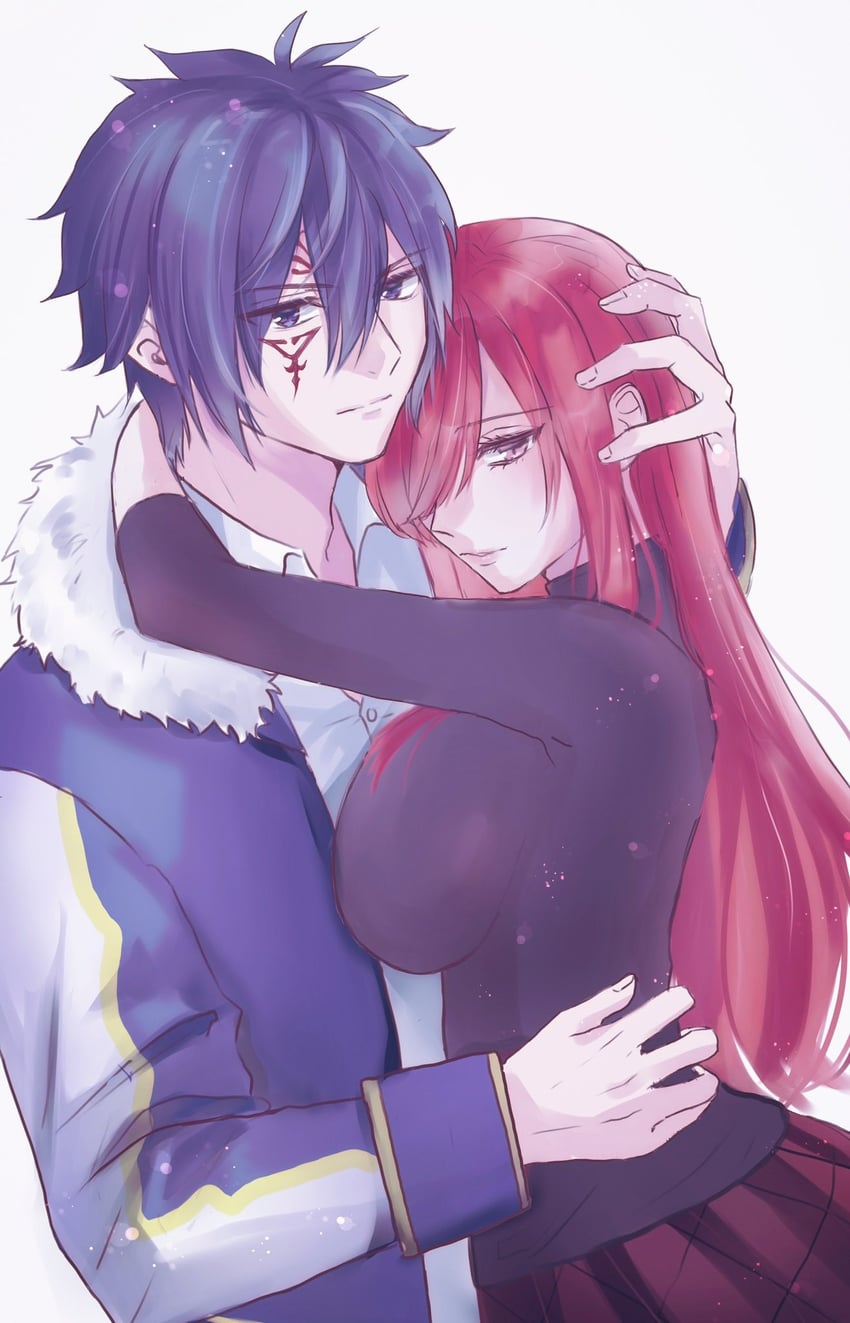 erza scarlet and jellal fernandes (fairy tail) drawn by puuyan