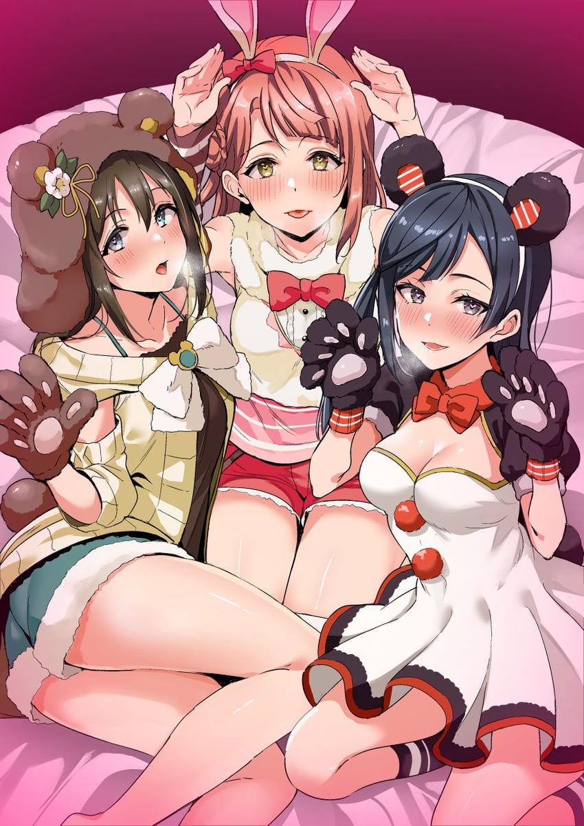 yuki setsuna, uehara ayumu, and osaka shizuku (love live! and 1 more) drawn by shiro_(nitto)