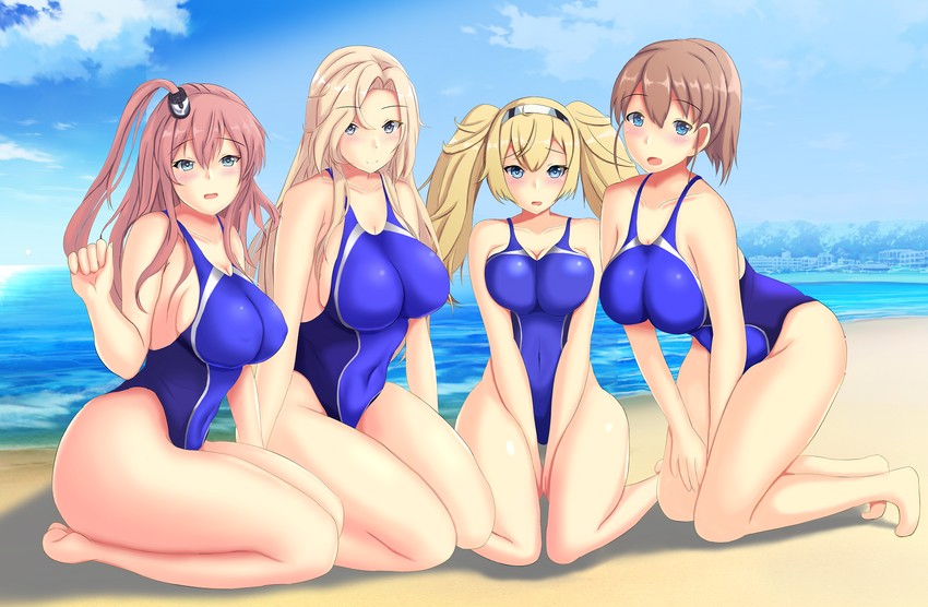 saratoga, gambier bay, intrepid, and hornet (kantai collection) drawn by montemasa