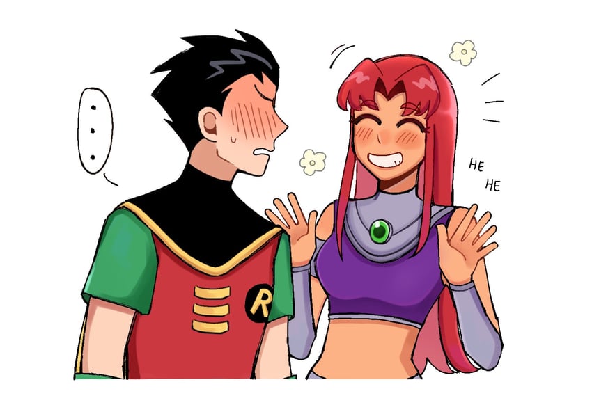 starfire and robin (dc comics and 1 more) drawn by samsunei