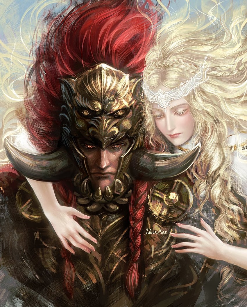 miquella and promised consort radahn (elden ring and 1 more) drawn by develvdeva