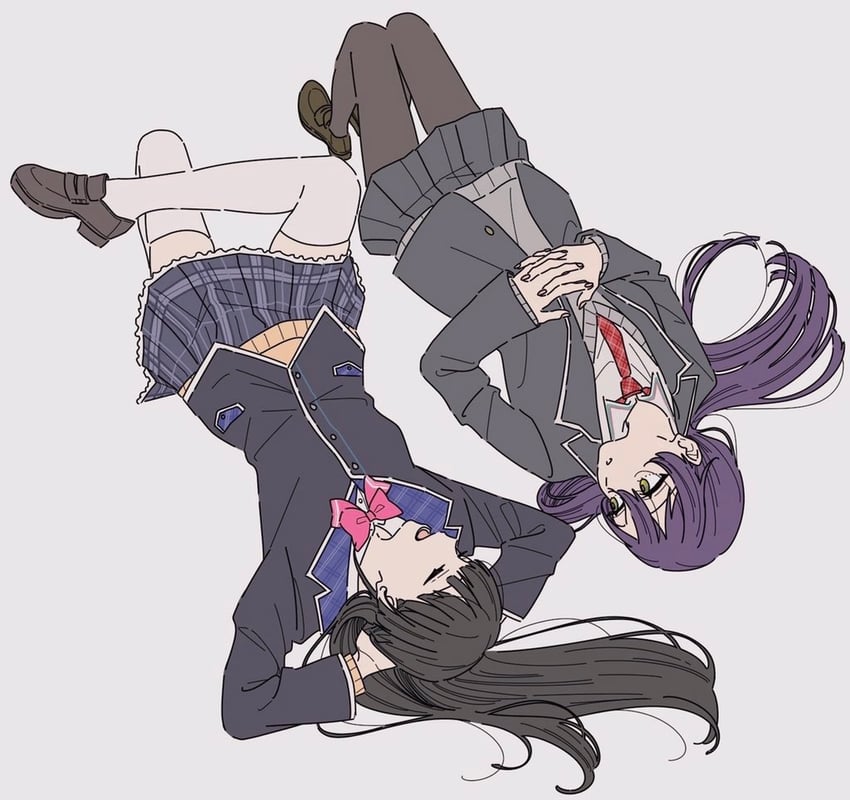 tsukino mito, kenmochi touya, and kenmochi touko (nijisanji) drawn by kamatama_rom