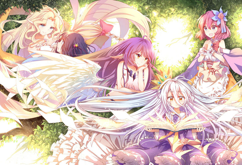 jibril, shiro, stephanie dora, clammy zell, and feel nilvalen (no game no life) drawn by 3000_xiao_chun