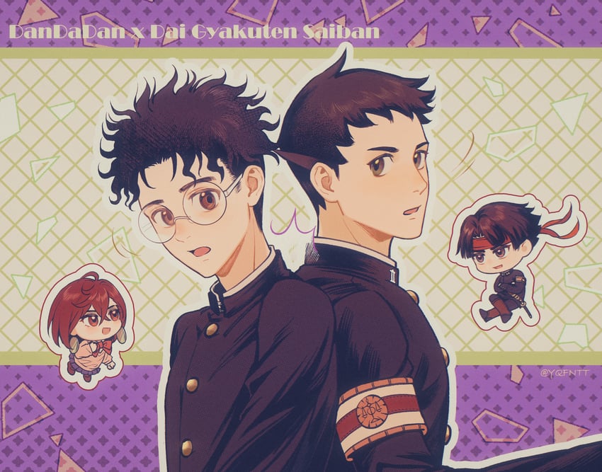 ayase momo, takakura ken, ryunosuke naruhodo, and kazuma asogi (ace attorney and 2 more) drawn by kaze_(yznyttdgs)