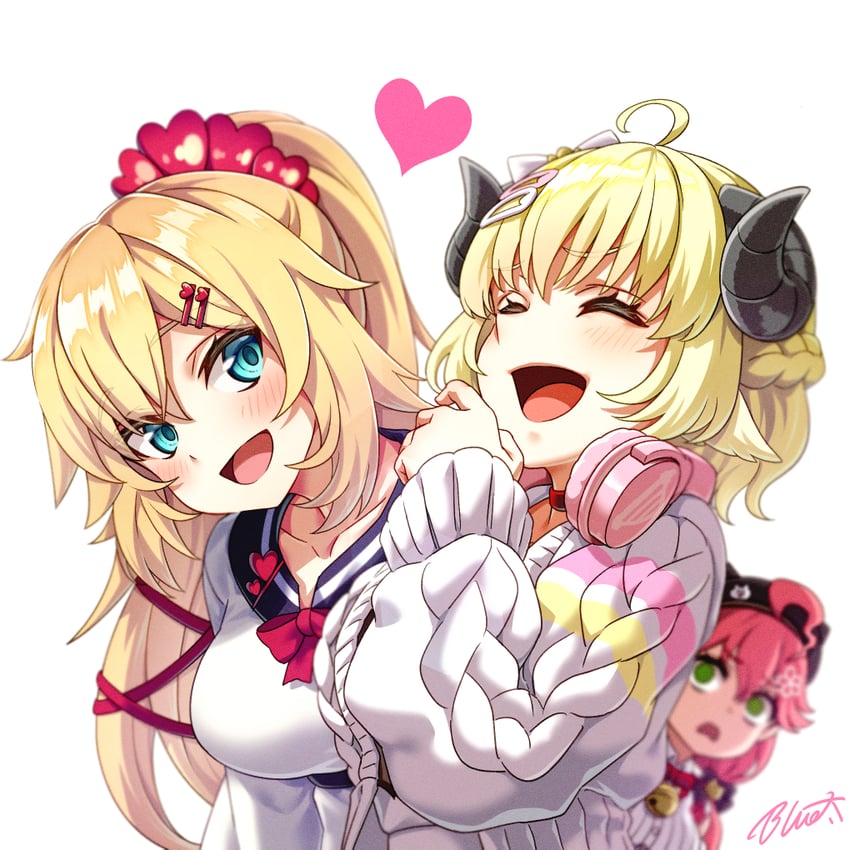 sakura miko, tsunomaki watame, and akai haato (hololive) drawn by buru-dai