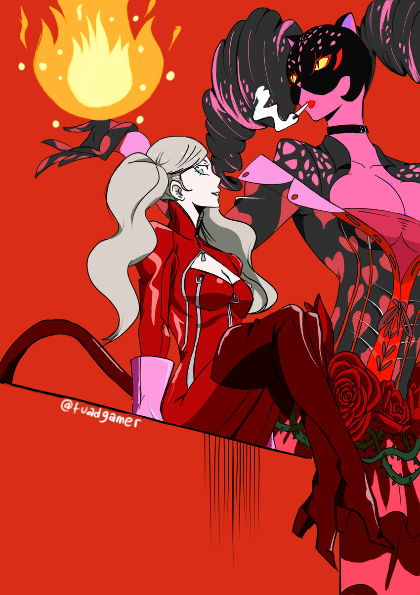 takamaki anne, panther, and carmen (persona and 1 more) drawn by fuadgamer
