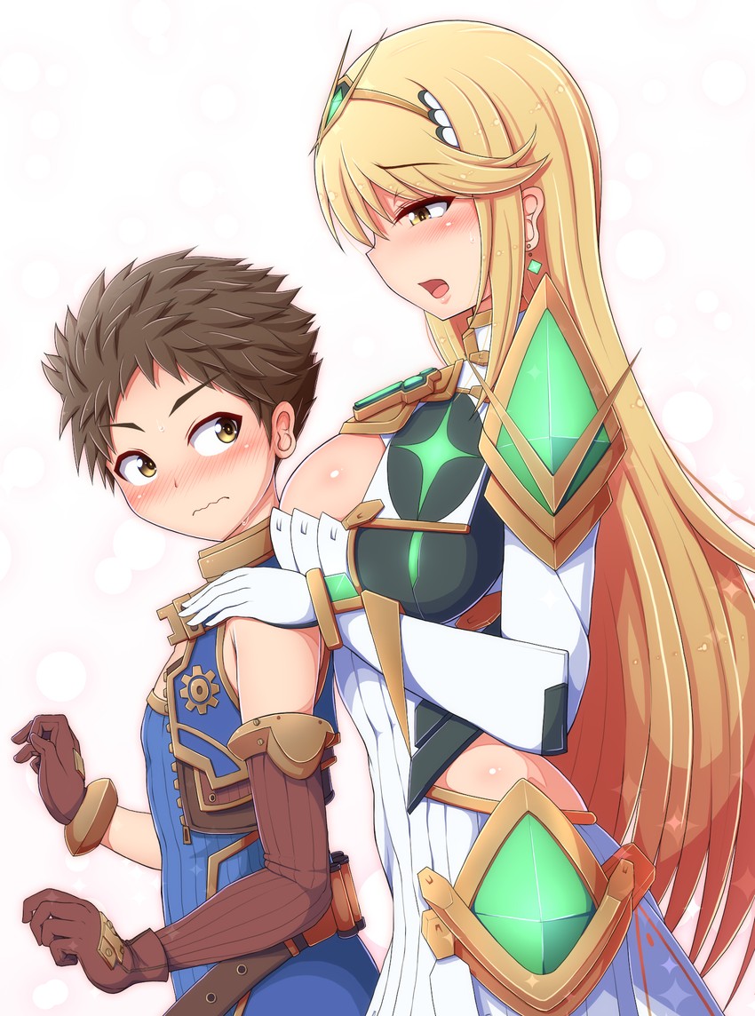 mythra and rex (xenoblade chronicles and 1 more) drawn by ponponmaru