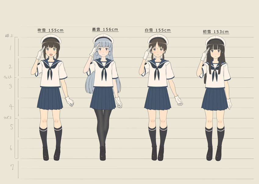 fubuki, murakumo, hatsuyuki, and shirayuki (kantai collection) drawn by key_kun