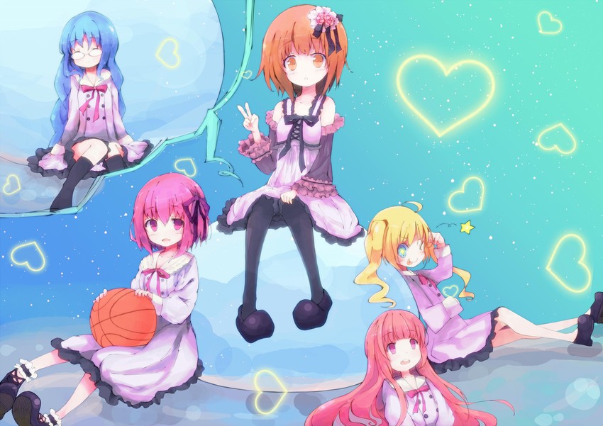 minato tomoka, hakamada hinata, misawa maho, nagatsuka saki, and kashii airi (rou-kyuu-bu!) drawn by toaru_awl
