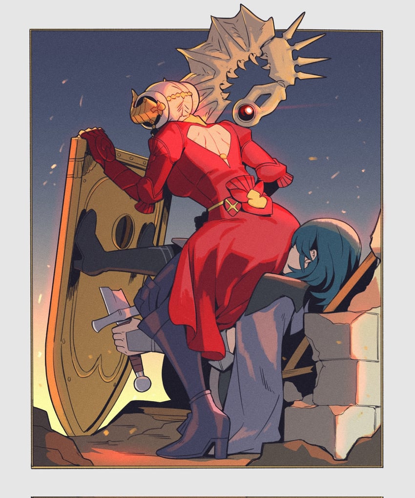 female byleth and edelgard von hresvelg (fire emblem and 1 more) drawn by radiostarkiller