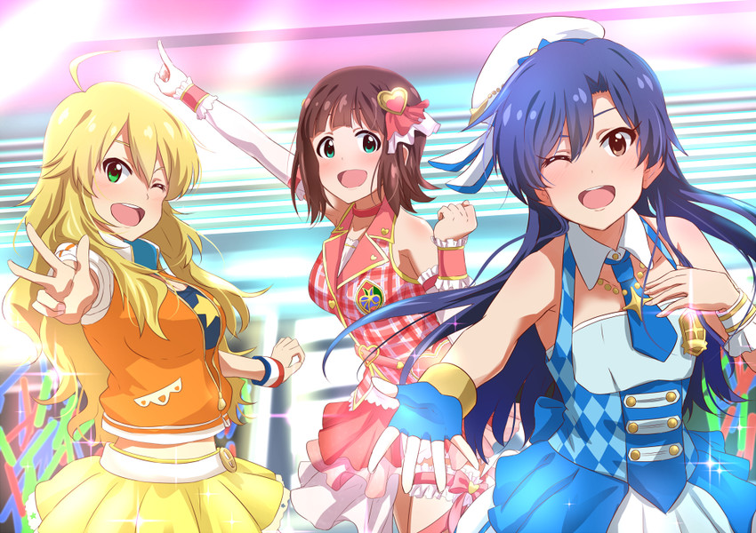 hoshii miki, kisaragi chihaya, and amami haruka (idolmaster and 1 more) drawn by dars_(recolors)