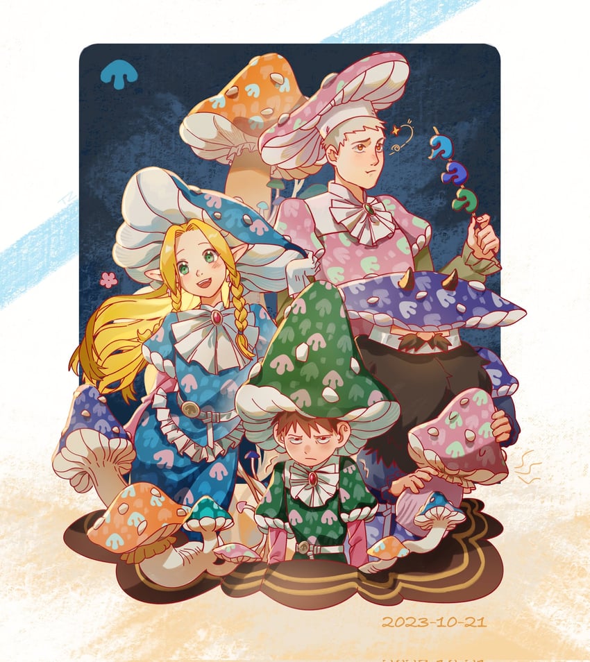 marcille donato, laios touden, senshi, and chilchuck tims (the legend of zelda and 1 more) drawn by koucailiao1