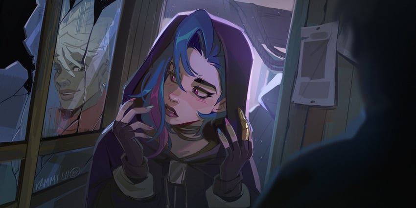 jinx, arcane jinx, ekko, and firelight ekko (league of legends and 1 more) drawn by kammi_lu