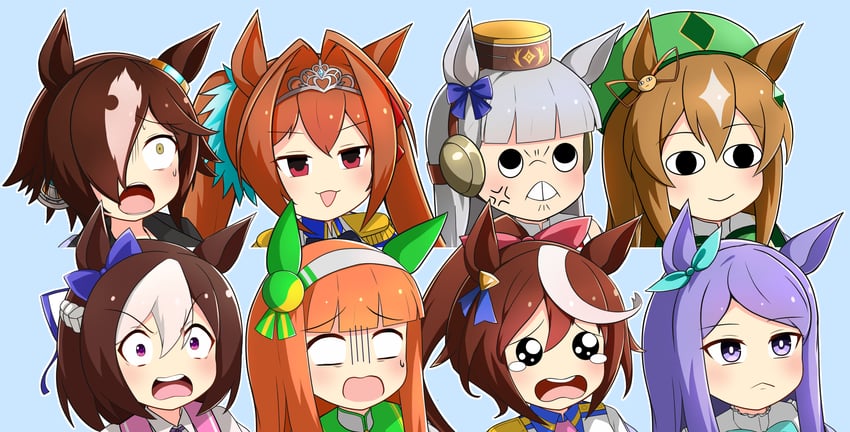 daiwa scarlet, mejiro mcqueen, gold ship, tokai teio, silence suzuka, and 4 more (original and 3 more) drawn by meso_(zgmf-xv)
