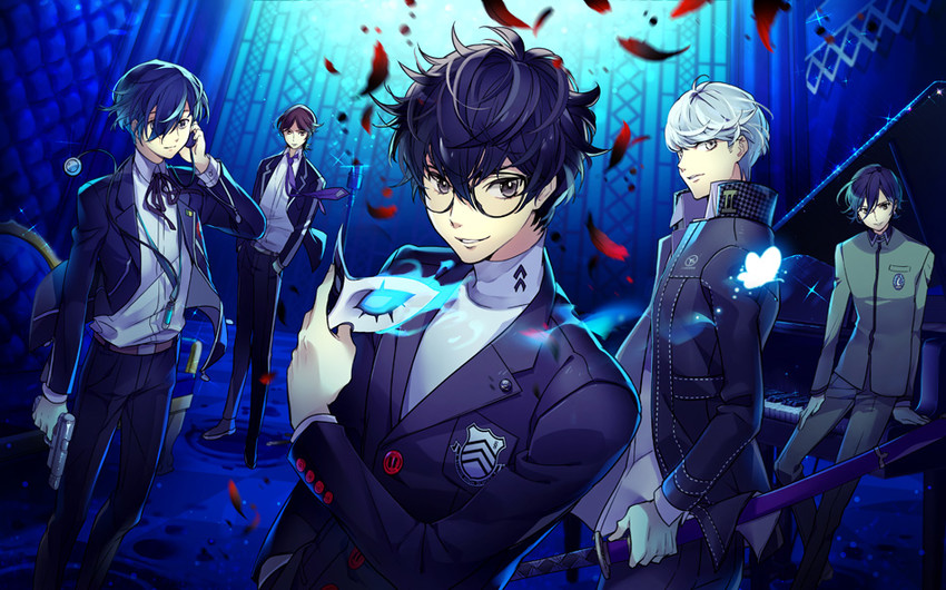 narukami yu, yuuki makoto, amamiya ren, suou tatsuya, and toudou naoya (persona and 6 more) drawn by aoi_thomas