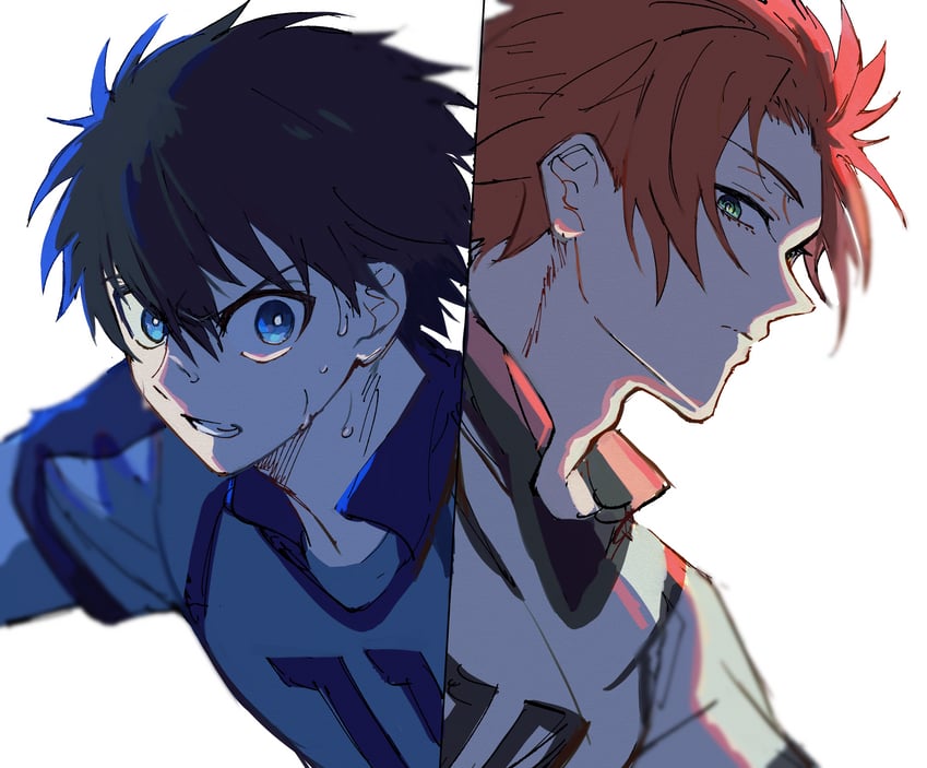 isagi yoichi and itoshi sae (blue lock) drawn by toramaru_(696anna)